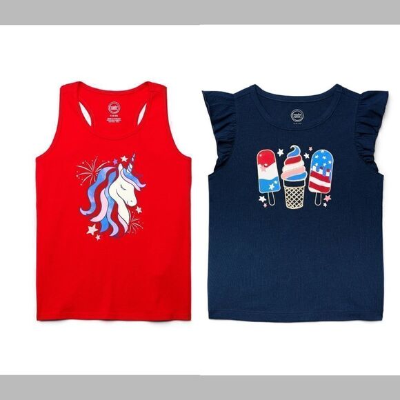 Nwt Kids Girls Patriotic Americana July 4th Tops Bundle - Picture 1 of 8